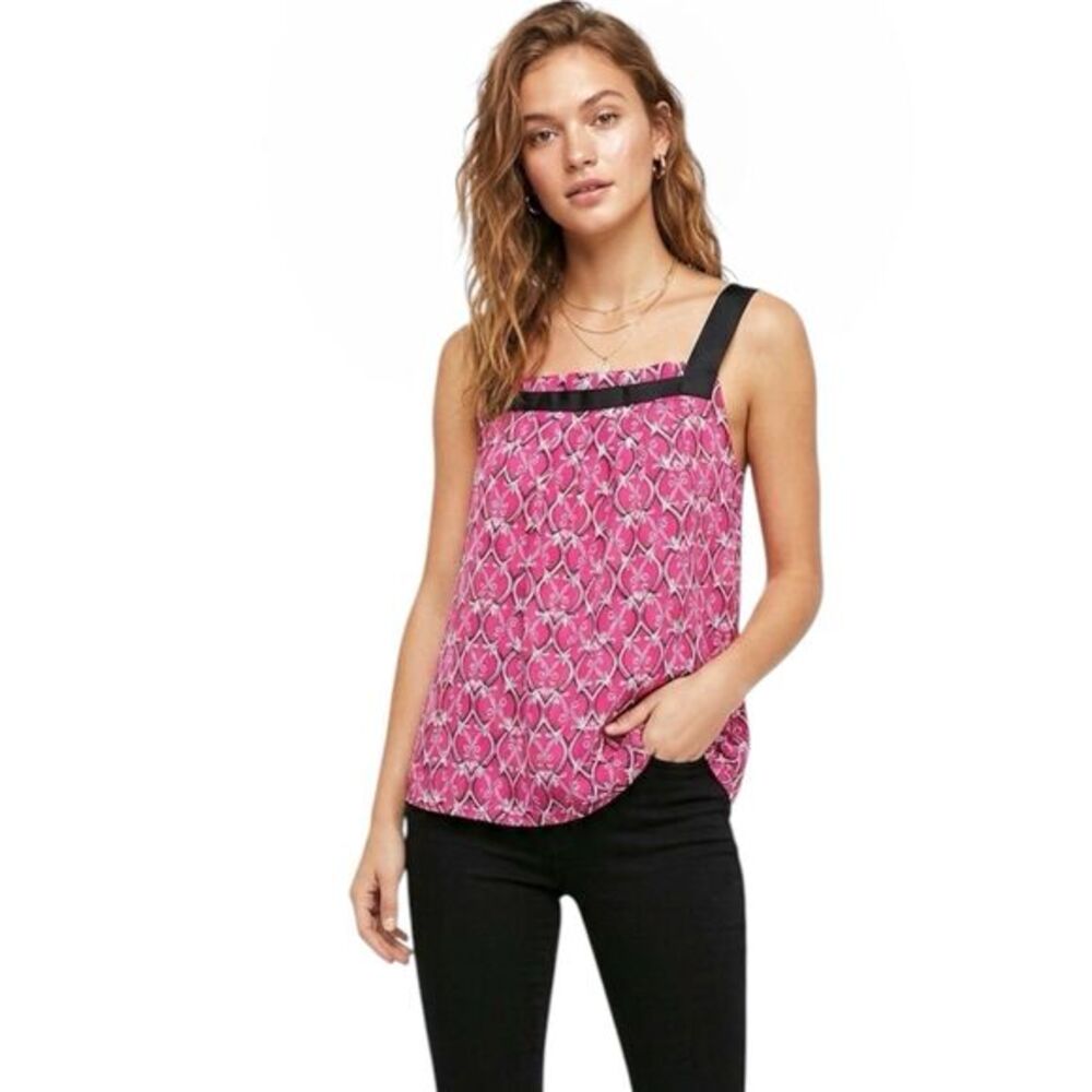 Ann Taylor Loft Pink Square‑Neck Sleeveless Tank Top Blouse Pink Summer Small